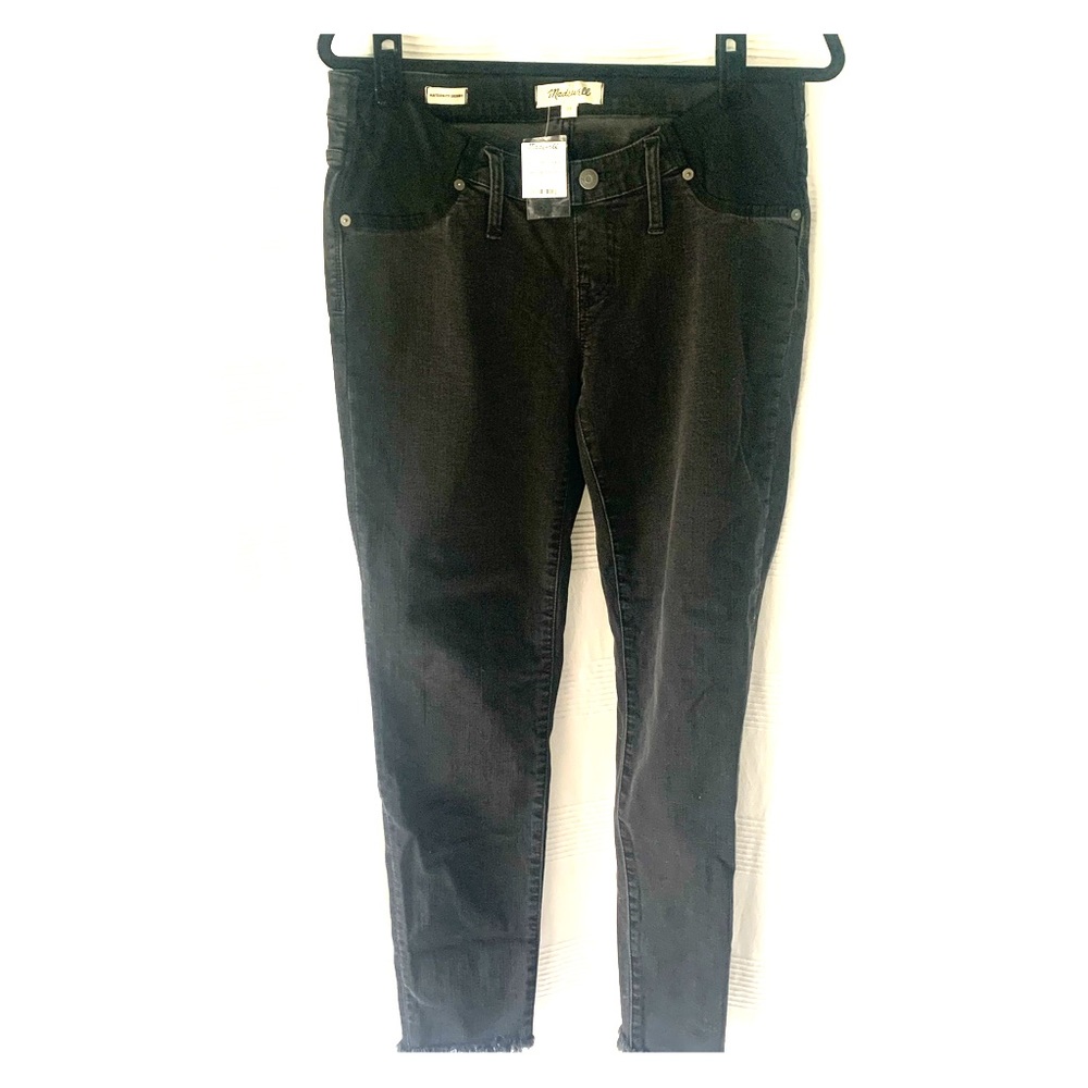 Madewell maternity cropped raw hem skinny jeans
